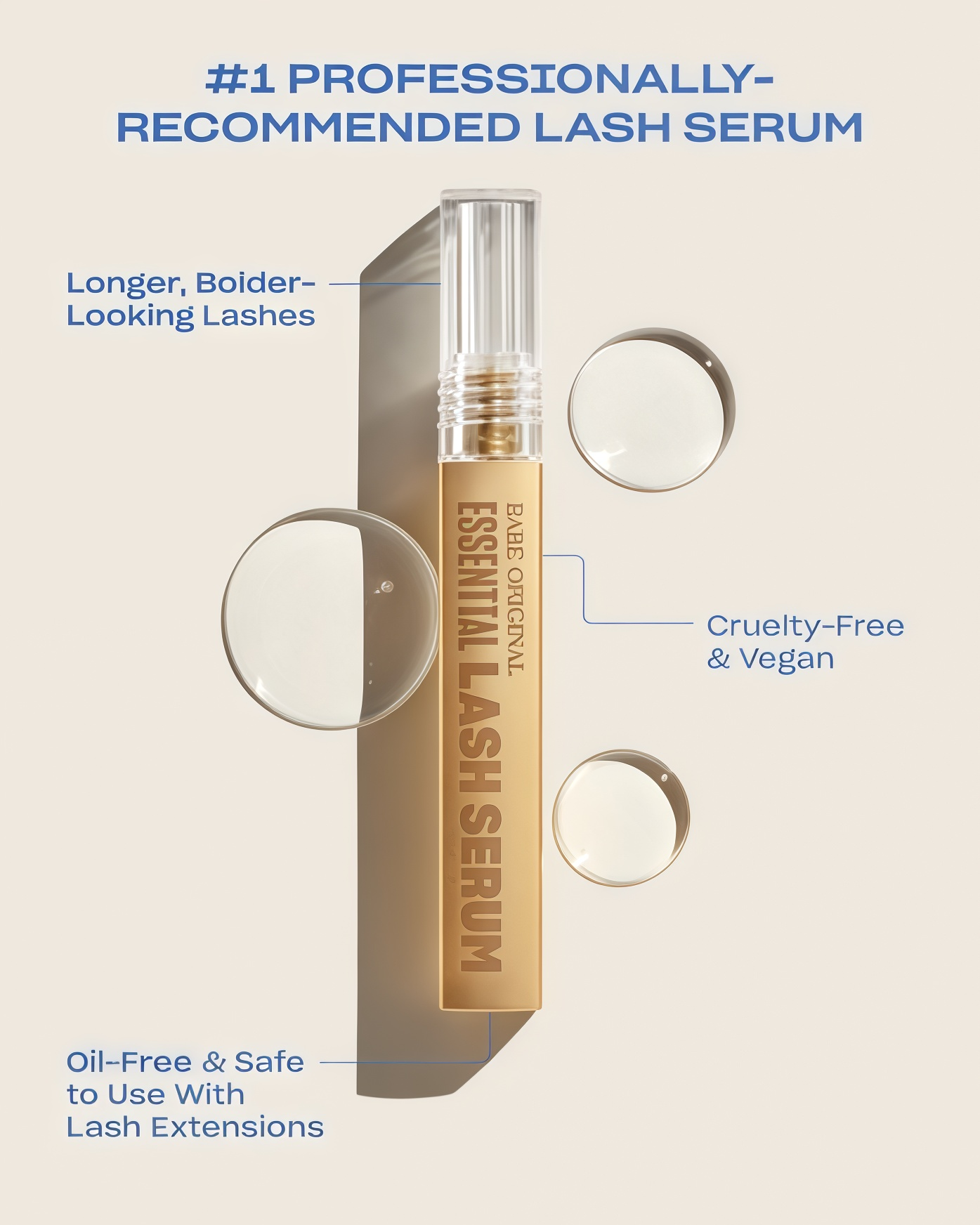 Babe Original Lash Serum - Fuller & Longer Looking Eyelashes, Advanced Lash Enhancing Treatment for Natural Lashes, Extensions & Eyebrows, Vegan & Cruelty-Free